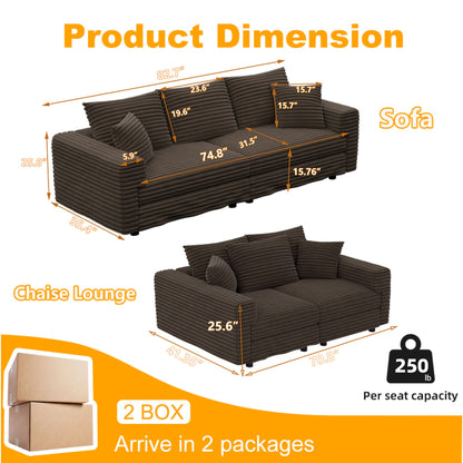 4 Seat Sofa, Modern Comfy Upholstered Sofa Cloud Couch, Deep Seat Couches With Soft Pillows Home Essentials