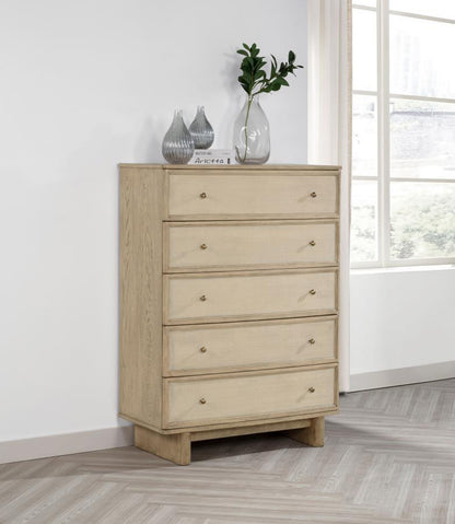 Kailani - 5-Drawer Bedroom Chest Of Drawers - Beige Oak Coaster Fine Furniture