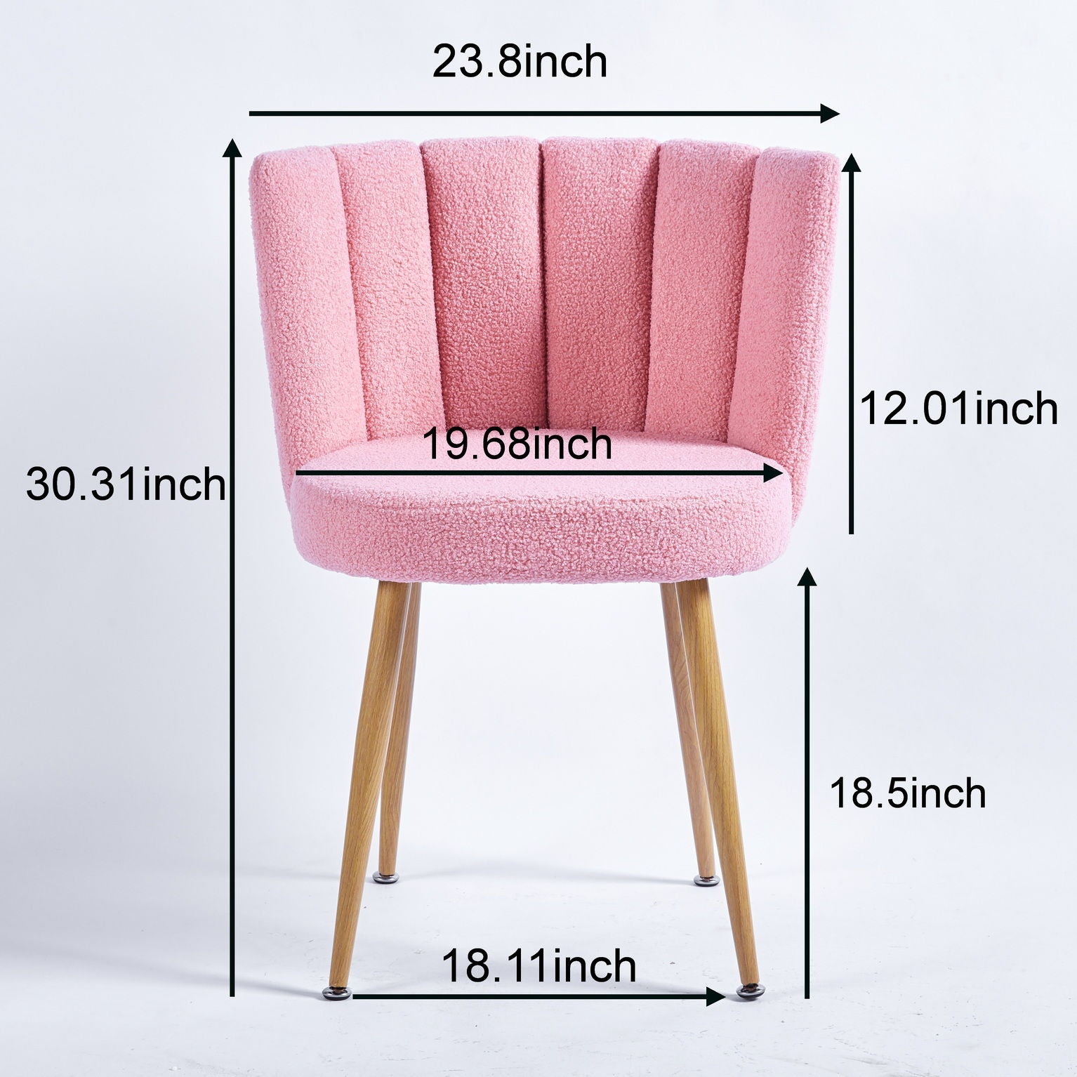 Modern Dining Chair (Set of 2) With Iron Tube Wood Color Legs, Shorthair Cushions And Comfortable Backrest, Suitable For Dining Room, Living Room, Cafe, Simple Structure Home Essentials