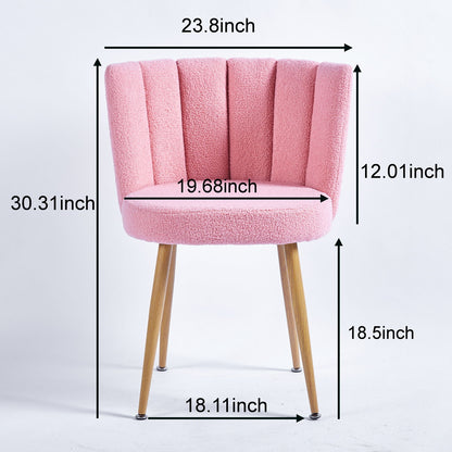 Modern Dining Chair (Set of 2) With Iron Tube Wood Color Legs, Shorthair Cushions And Comfortable Backrest, Suitable For Dining Room, Living Room, Cafe, Simple Structure Home Essentials