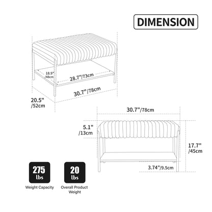 Upholstered Ottoman Coffee Table Foot Rest With Open Storage Home Essentials