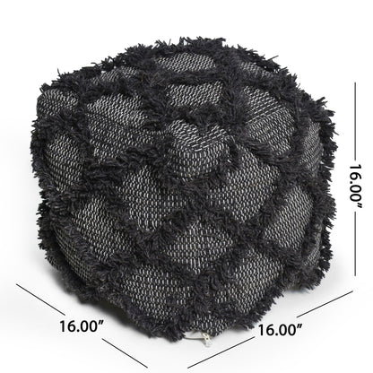Jumanji - Handcrafted Wool And Cotton Pouf - Brown Home Essentials