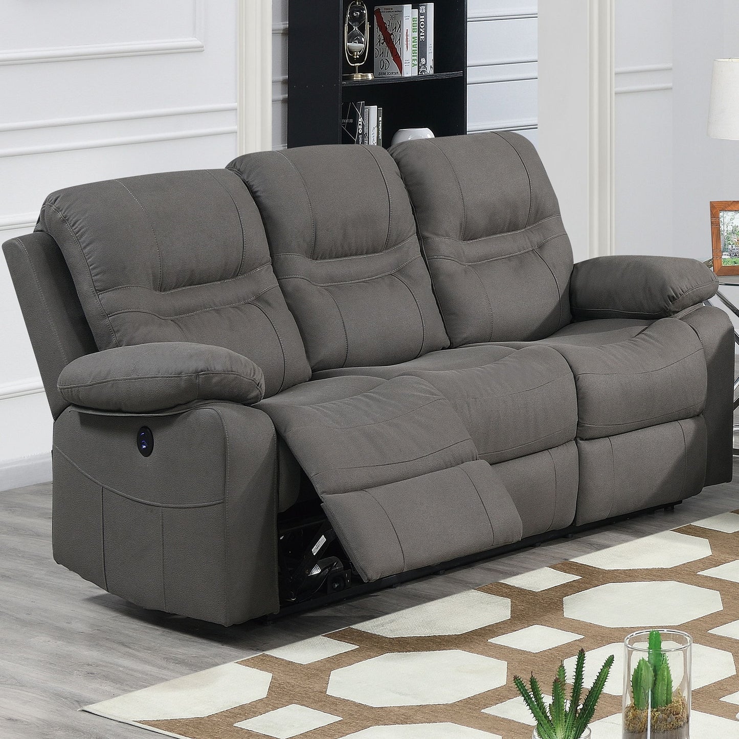 Modern Contemporary Power Reclining Sofa With USB Port Home Essentials