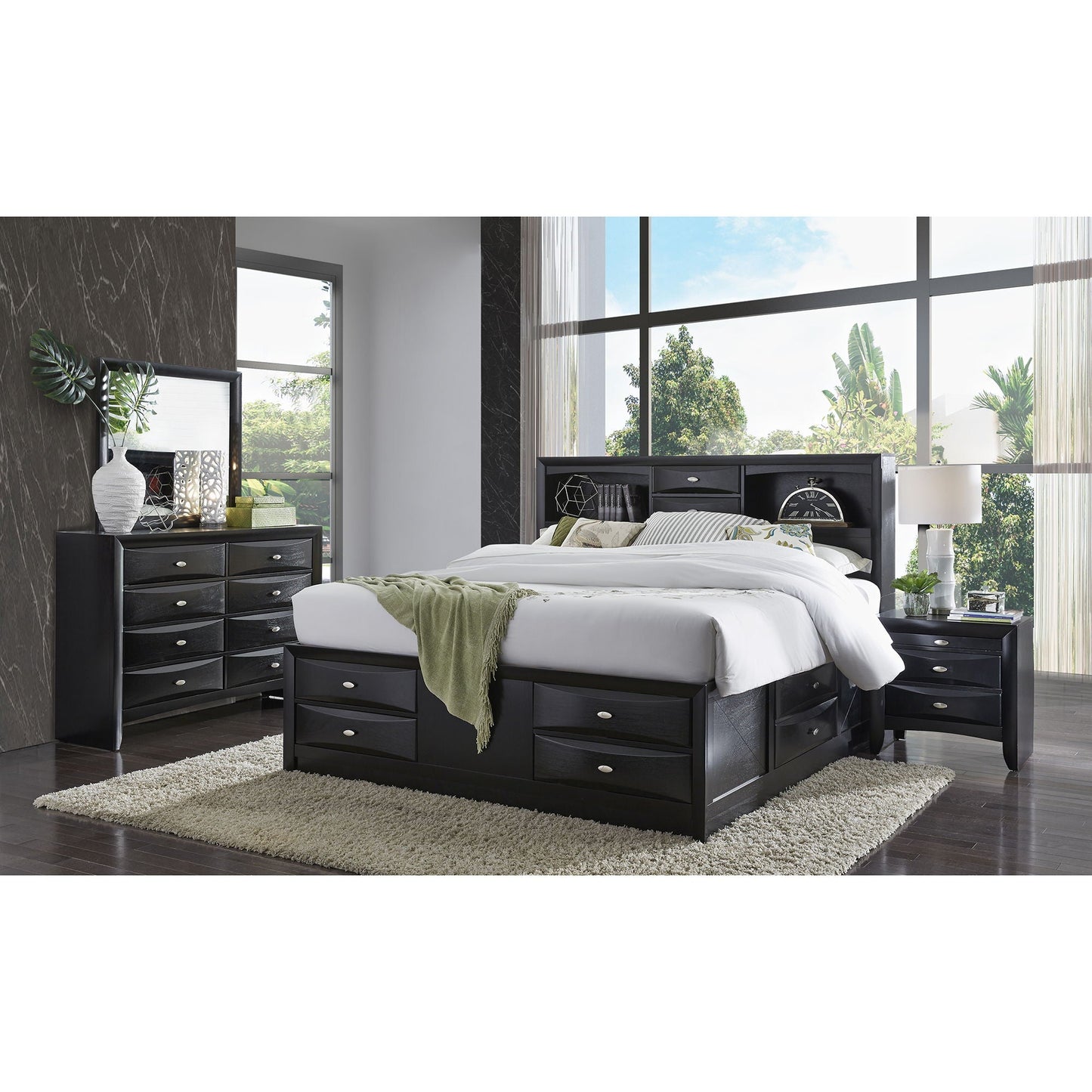 Lucille - Bed With Storage And Bookcase Headboard Global Furniture USA