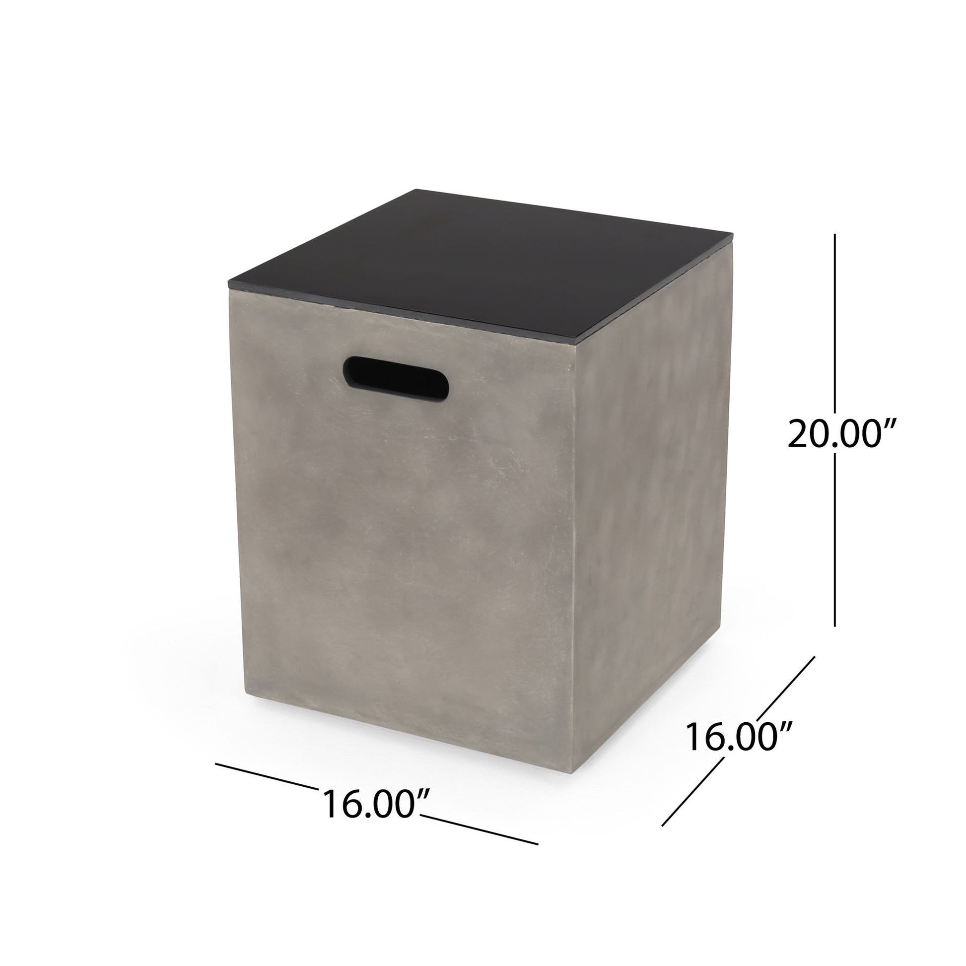 Modern Design Mgo Tank Holder Side Table With Ceramic Top - Black / Gray Noble House