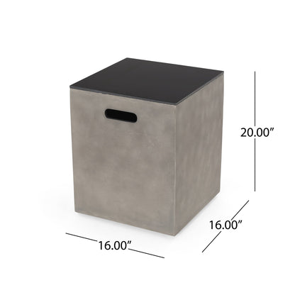 Modern Design Mgo Tank Holder Side Table With Ceramic Top - Black / Gray Noble House