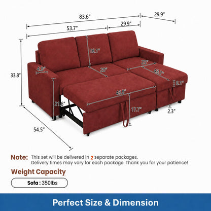 L - Shaped Convertible Sofa Bed With Storage Chaise Home Essentials