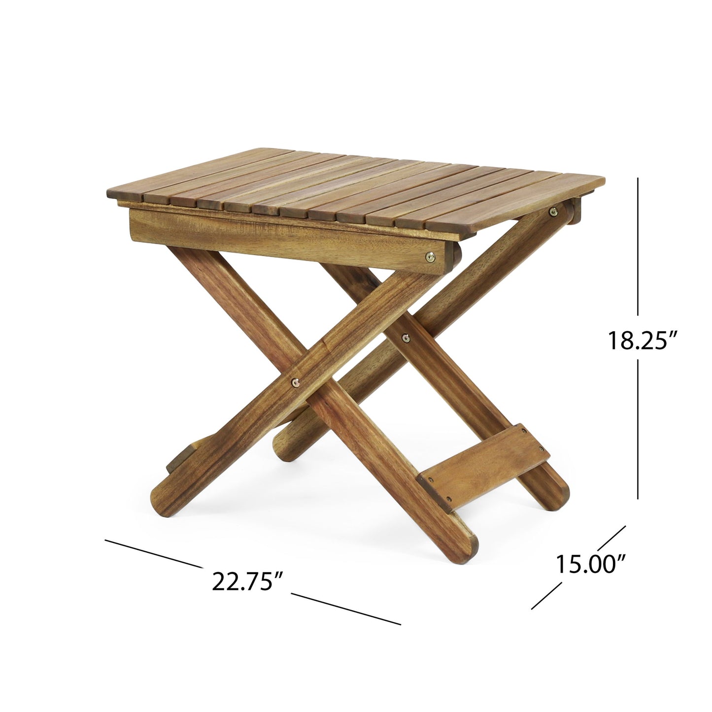 Outdoor Folding Wooden Side Table Noble House