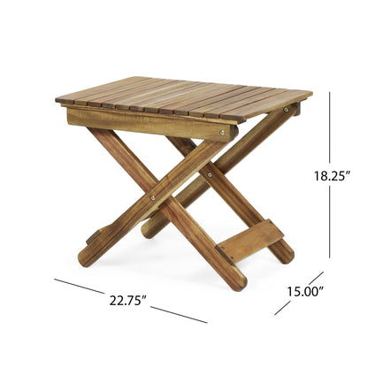 Outdoor Folding Wooden Side Table Noble House