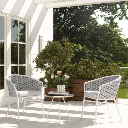 Rowan - Rope Barrel Back Patio Dining Chairs (Set of 2) - Optic White Jennifer Taylor Home