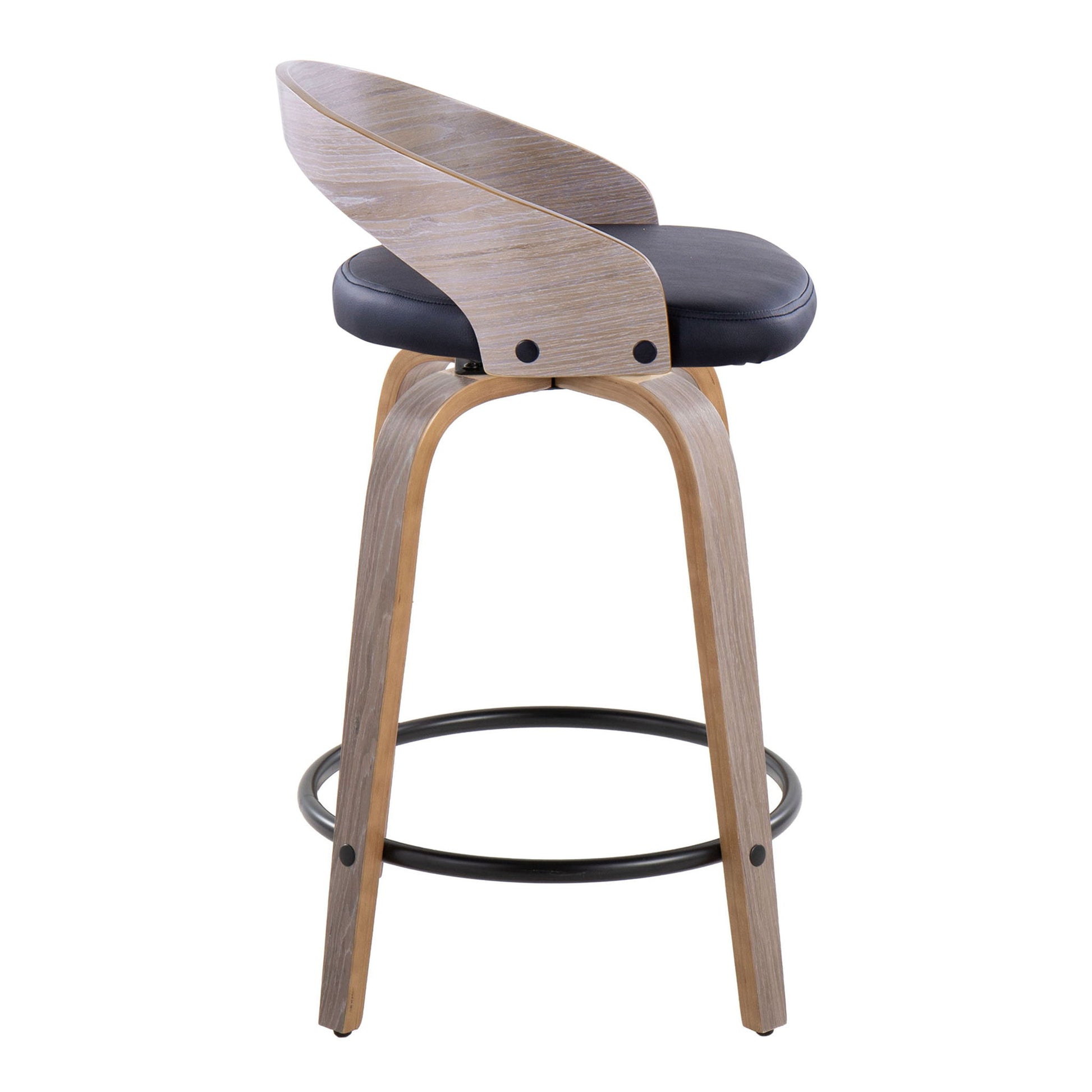 Grotto - Contemporary Fixed Height Counter Stool & Swivel With Round Footrest (Set of 2) Lumi Source