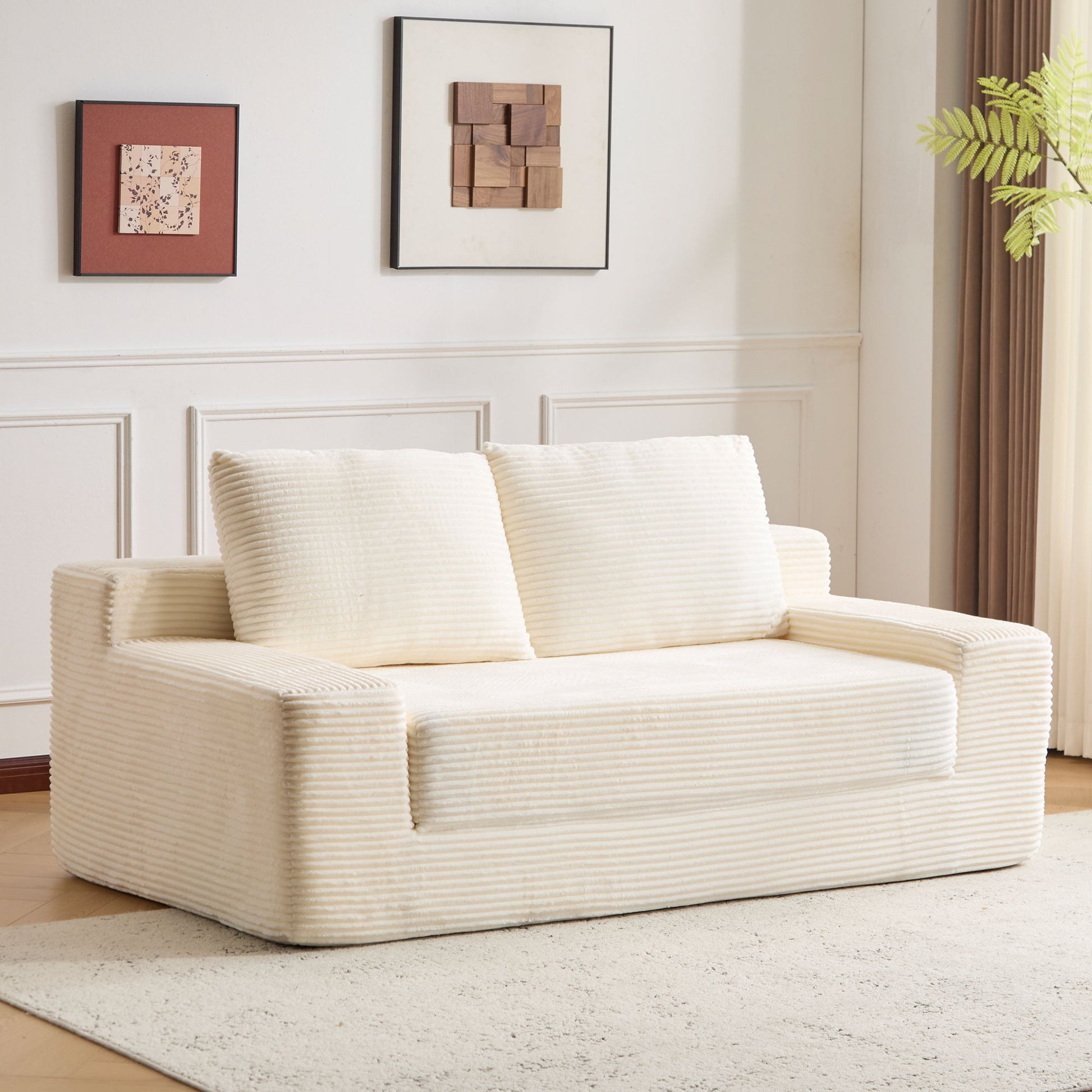 Comfortable Deep Seat Loveseat Sofa Bed, Reversible Cushion With Pillows Home Essentials