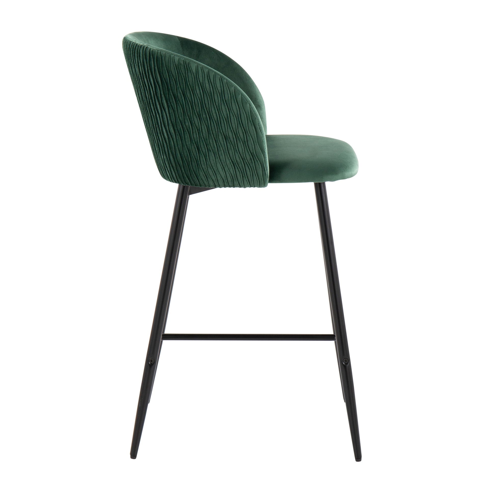 Fran - Pleated Waves Contemporary Fixed Height Counter Stool (Set of 2) Lumi Source