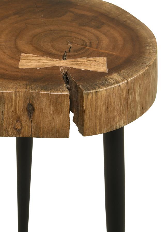 Keith - Round Solid Tree Trunk Side Table - Natural And Black Coaster Fine Furniture