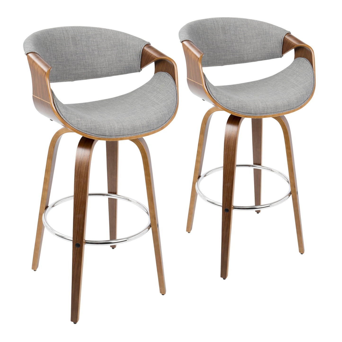 Curvini Mid - Century Modern Fixed Height Barstool With Swivel (Set of 2) Lumi Source