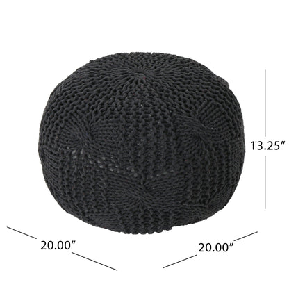 Bordeaux - Knitted Cotton Round Pouf Home Essentials