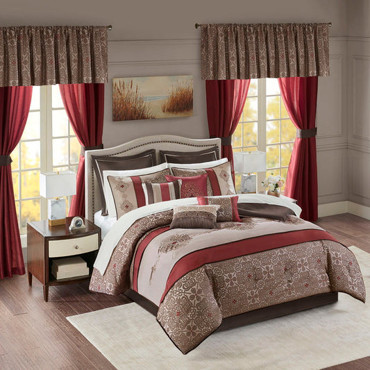 Delaney - Queen 24 Piece Room In A Bag - Red Madison Park Essentials