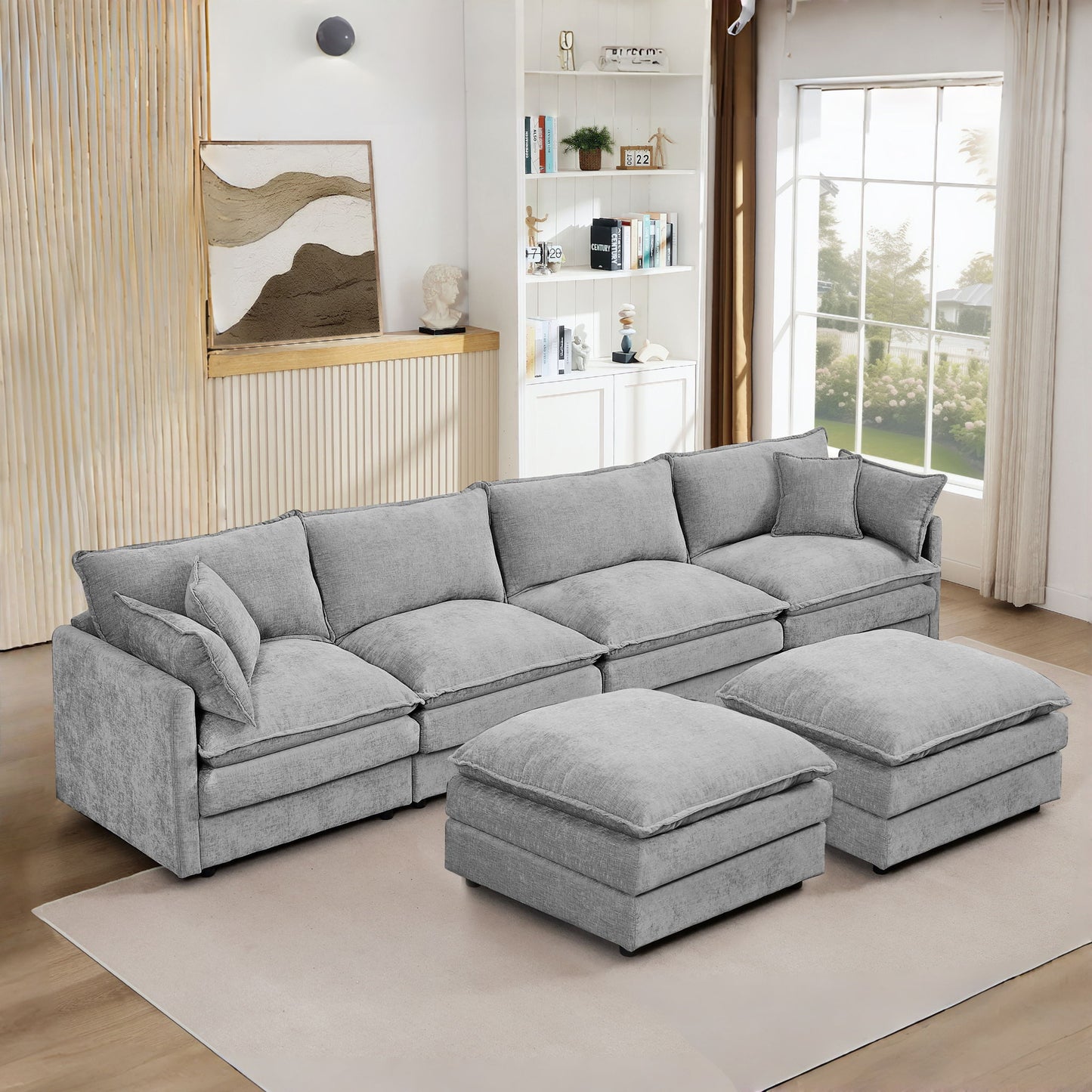 Modular U Shaped Sectional Sofa, 4 Seater Comfy Cloud Couch Home Essentials