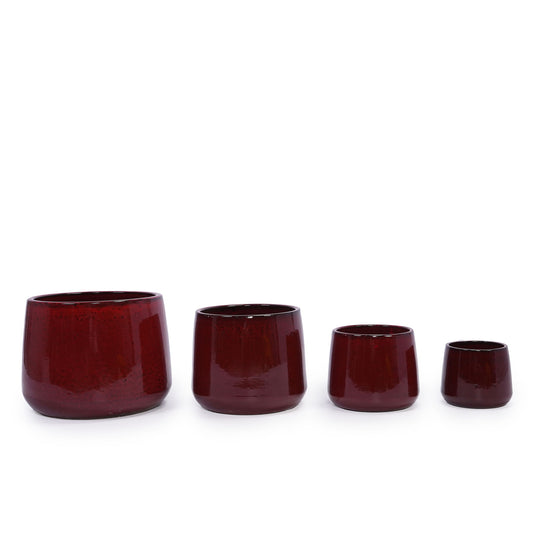 4 Pieces Planter Pot, Indoor Outdoor Flowerpot For Patio, Garden, Or Windowsills - Bean Paste Red Daily Nest