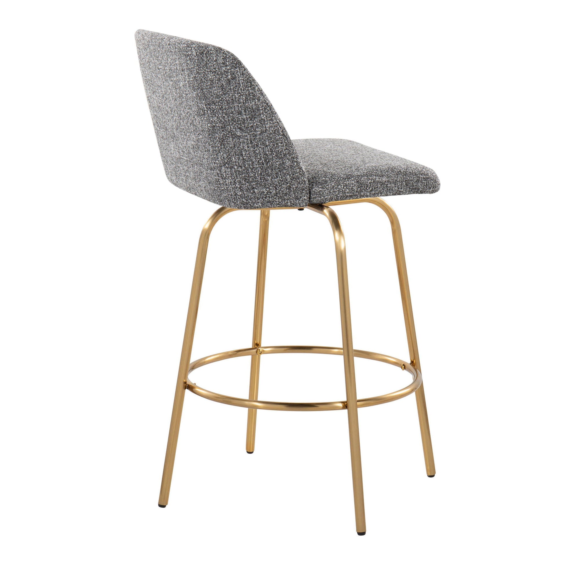 Toriano - Contemporary, Fixed Height Counter Stool With Swivel With Round Footrest (Set of 2) Lumi Source