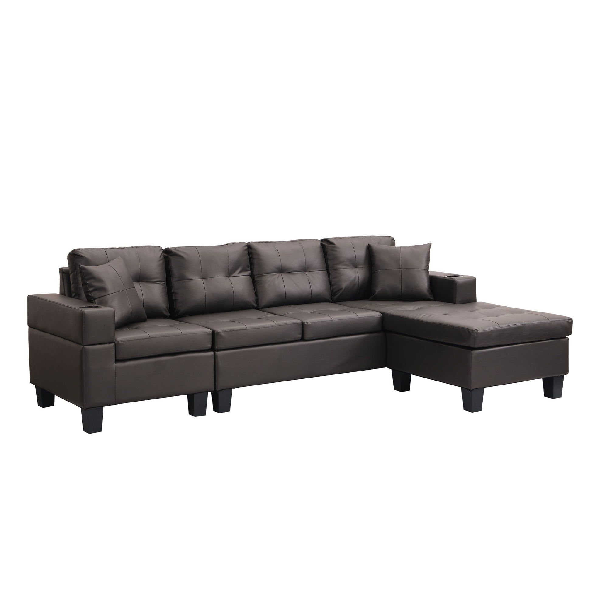 Modern Sectional Sofa Set With Chaise Lounge And Cup Holder Home Essentials