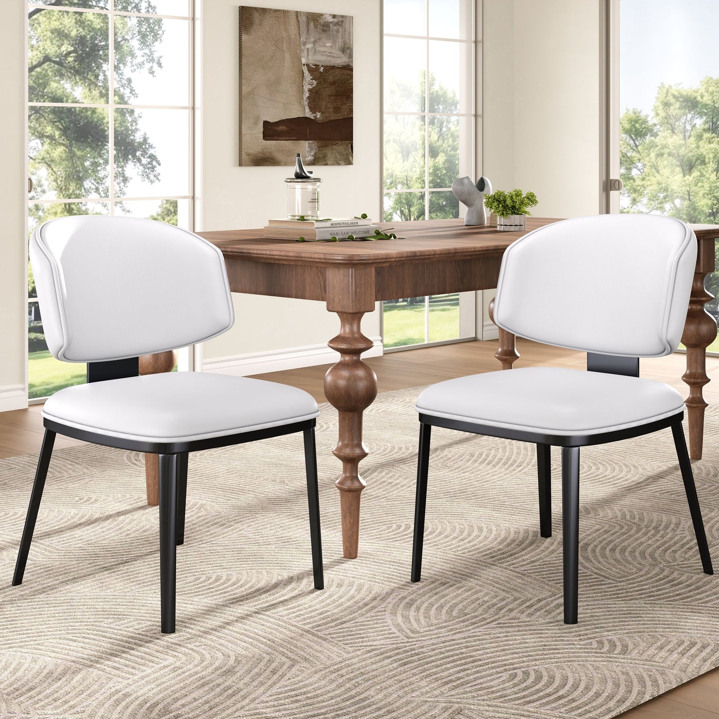 Modern Upholstered Dining Chairs (Set of 2) Noble House