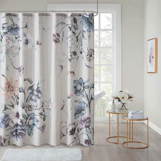 Cassandra - Printed Shower Curtain - Blue