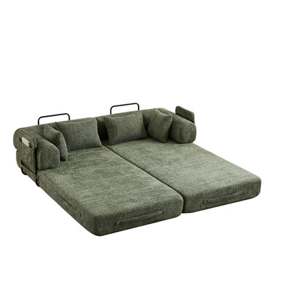 Convertible Sleeper Sofa Bed With Cylindrical Pillow Home Essentials