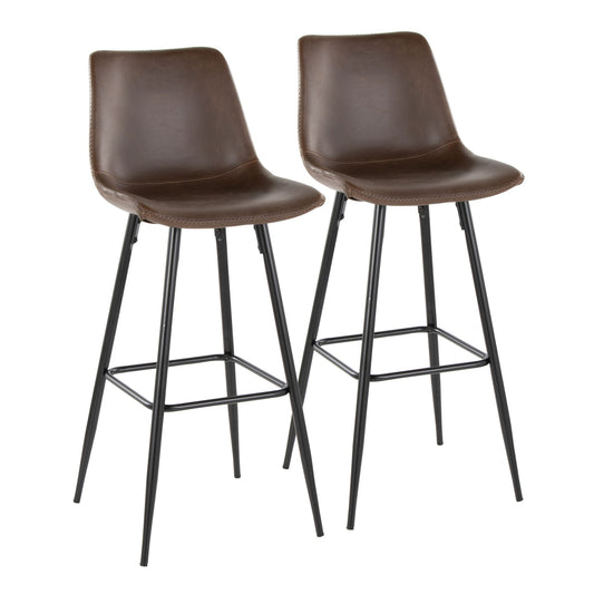 Durango - Industrial / Urban Fixed Height Barstool Square Footrest (Set of 2) - Black / Espresso Lumi Source