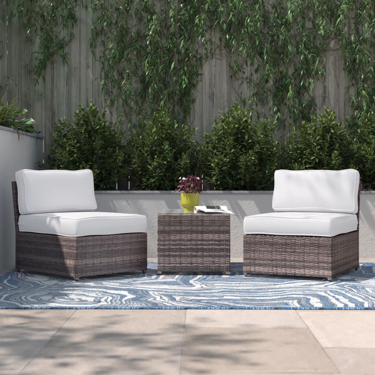 Modern Wicker Outdoor Seating Set With Cushions LSI Patio Furniture