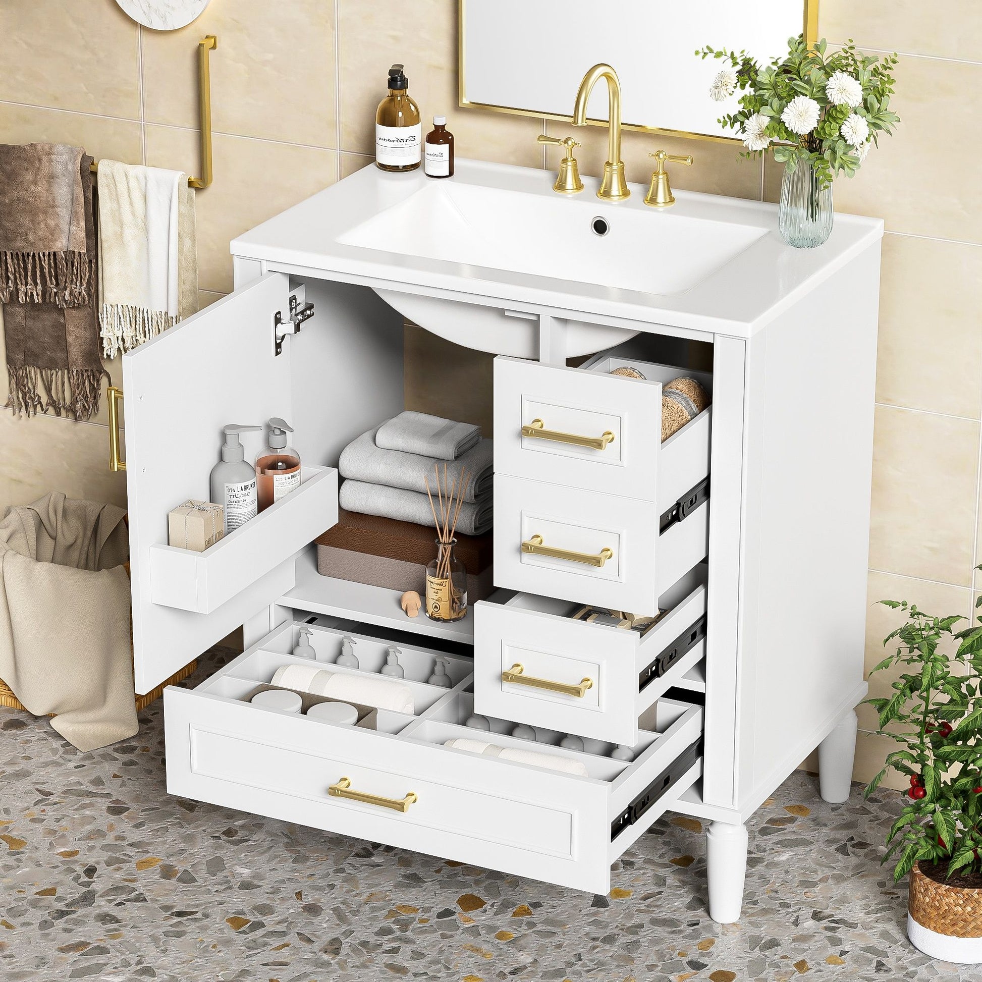 Traditional Bathroom Vanity Set With Soft Close Doors Hearth and Haven