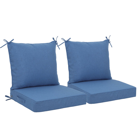 Outdoor Deep Seat Cushion Set Waterproof Fade Resistant Patio Furniture Cushions, Removable Covers, Adjustable Straps & Handles - Navy Blue Home Essentials