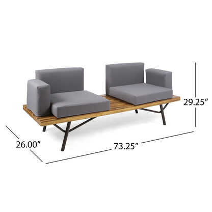 Outdoor Sofa With Cushions And Iron Legs - Dark Gray Noble House