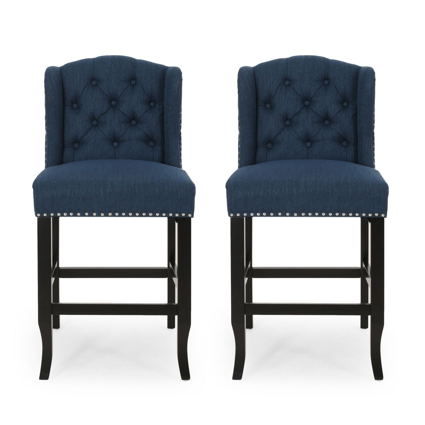 Vienna - Fabric Tufted Counter Stool With Nailhead Accents (Set of 2) Noble House
