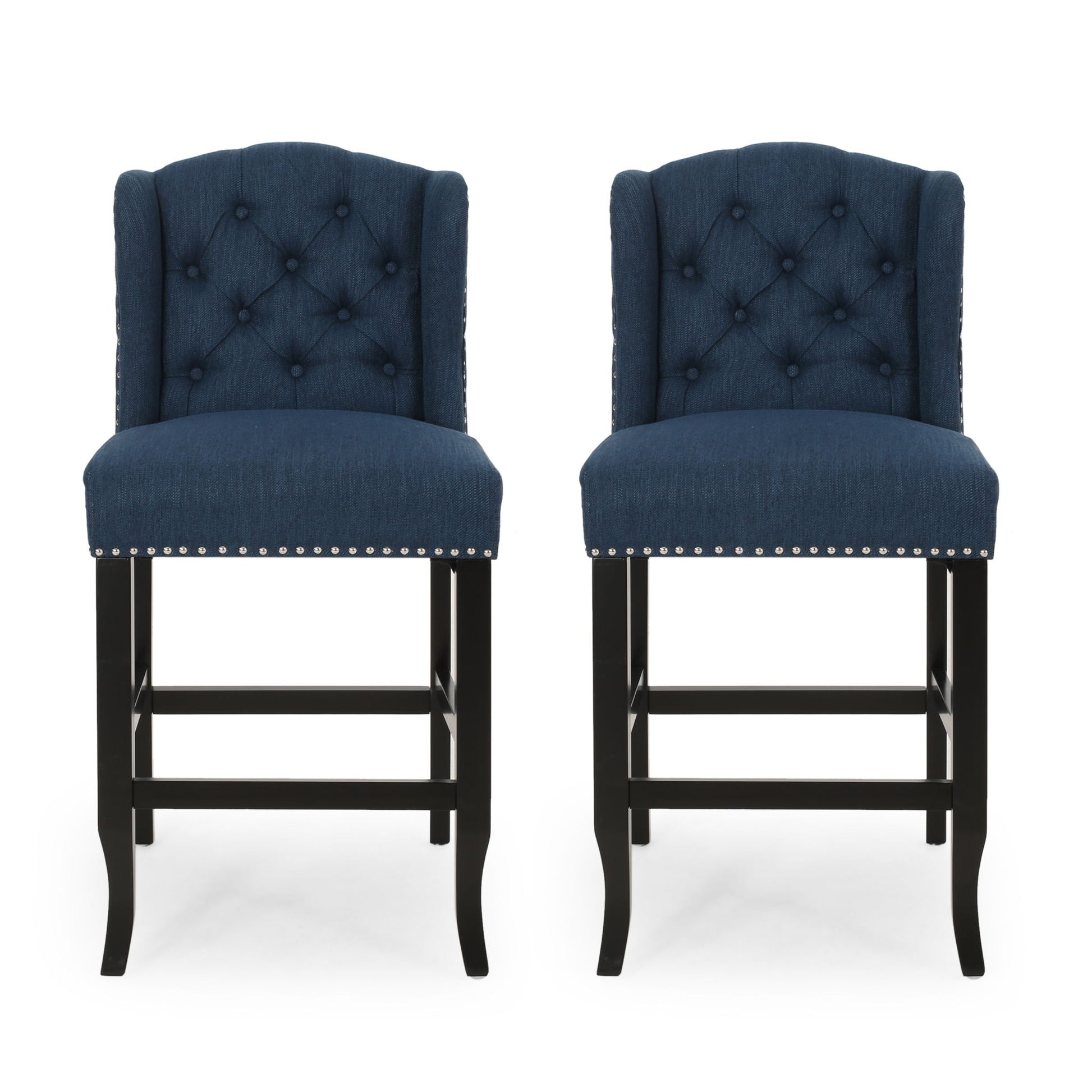 Vienna - Fabric Tufted Counter Stool With Nailhead Accents (Set of 2) Noble House