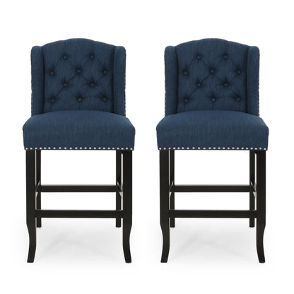 Vienna - Fabric Tufted Counter Stool With Nailhead Accents (Set of 2) Noble House