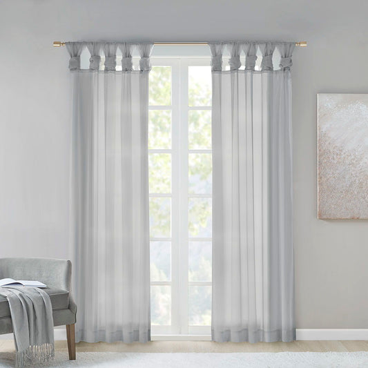 Ceres - 84" Twist Tab Voile Sheer Window Pair - Light Gray Madison Park