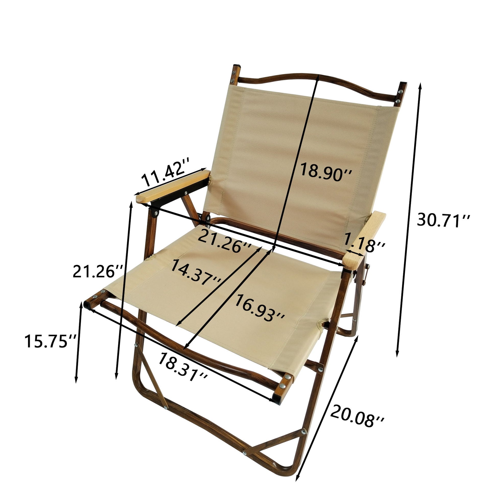 Comfy - Foldable And Portable Chair With Armrests, Indoor And Outdoor Universal (Set of 4) - Brown Home Essentials
