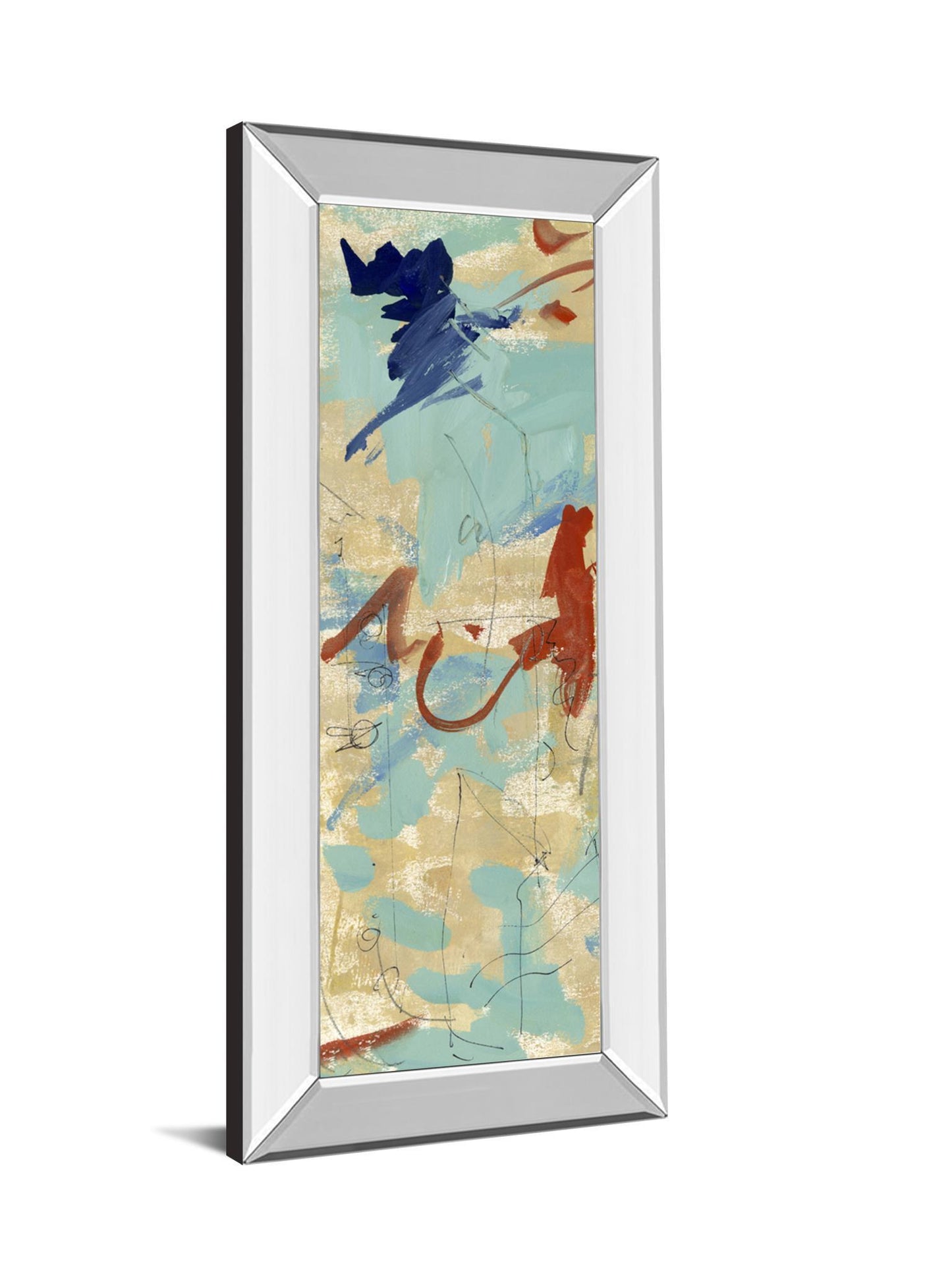 Composition 4b By Melissa Wang - Mirror Framed Print Wall Art - Blue