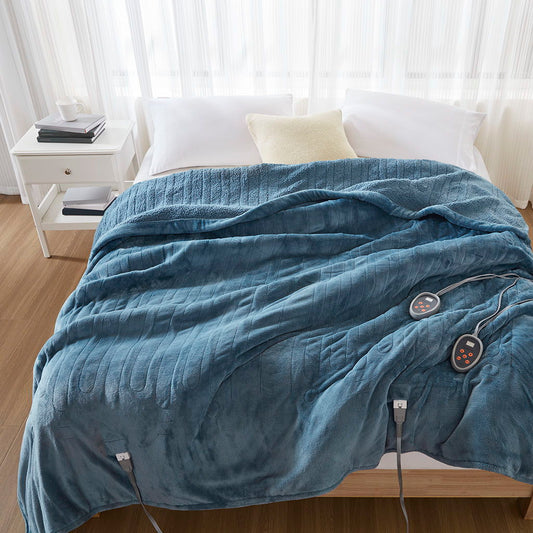 Heated Microlight to Berber - King Blanket - Blue Beautyrest