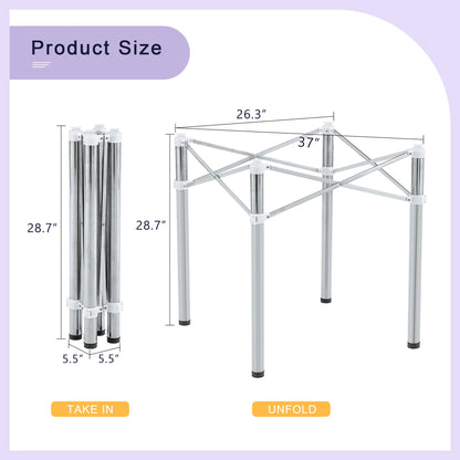 Simple Silver Stainless Steel Folding Table Frame Multifunctional Space Saving Design.Separate Folding Table Legs That Can Be Paired With Various Sizes And Styles Of Tabletops - Silver Home Essentials