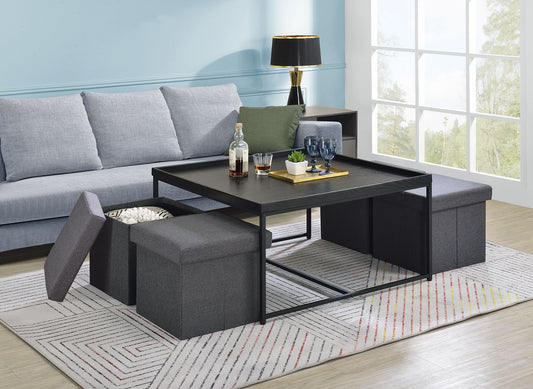 Vinny - Wood Grain Coffee Table Set With Raised Edges Lilola Home