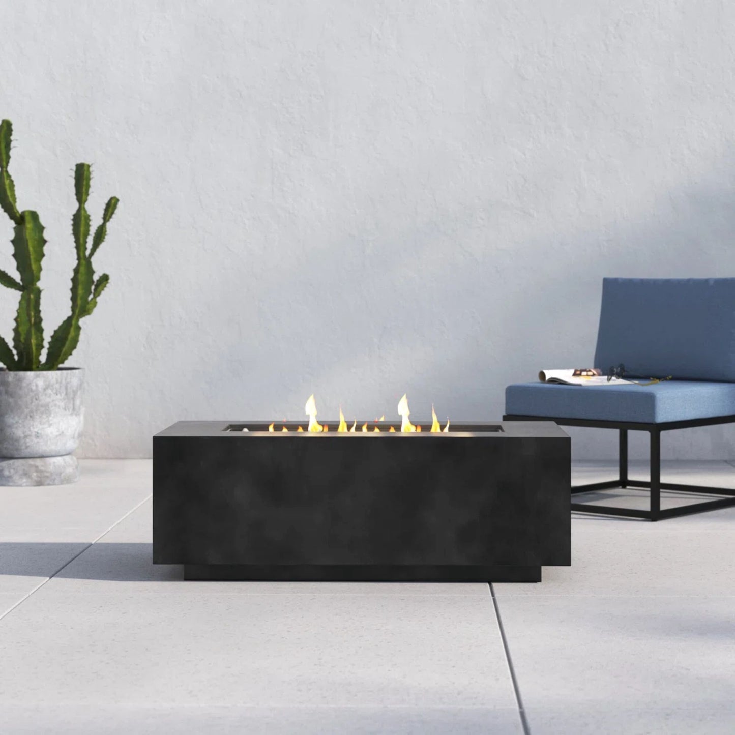 Modern Concrete Design Propane Outdoor Fire Pit Table LSI Patio Furniture