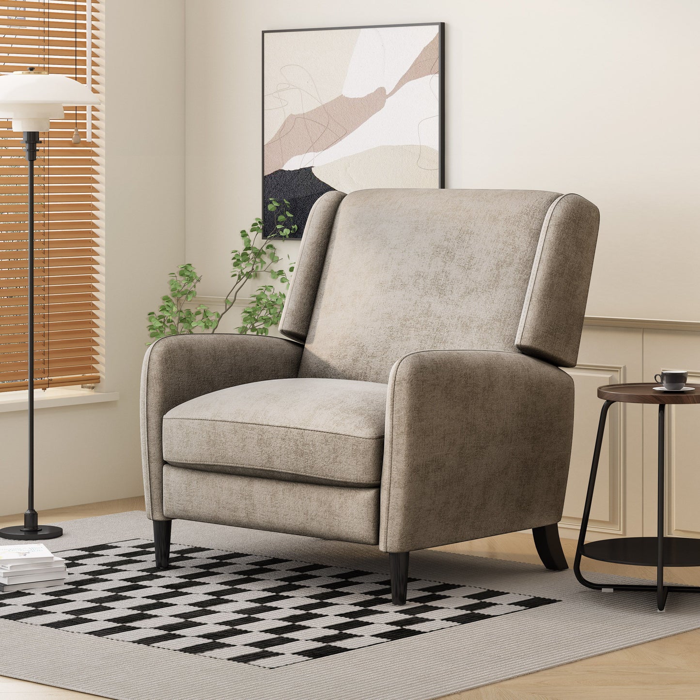 Oversized Textured Fabric Pushback Recliner