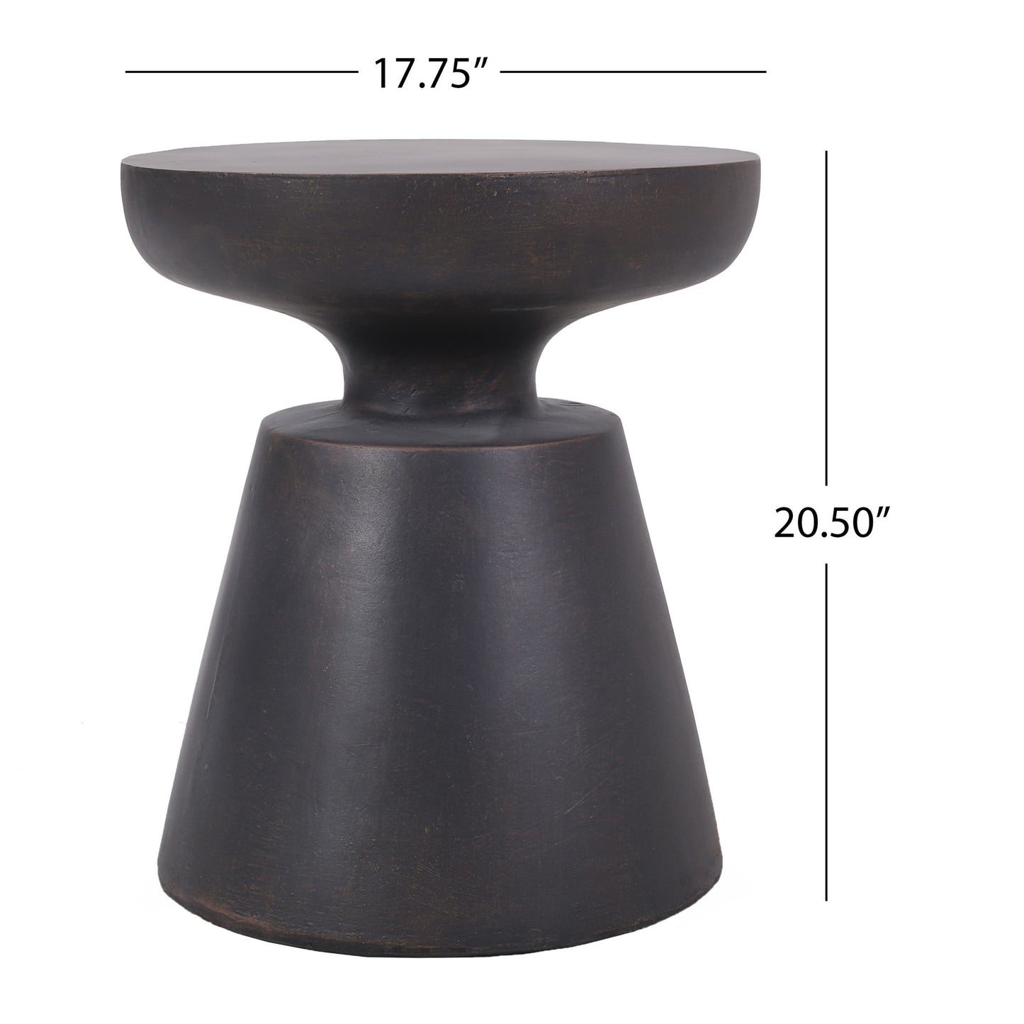 Outdoor Lightweight Concrete End Table With Half Sphere Top - Copper Noble House