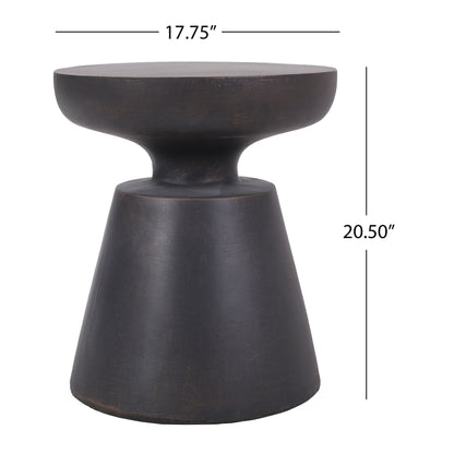 Outdoor Lightweight Concrete End Table With Half Sphere Top - Copper Noble House