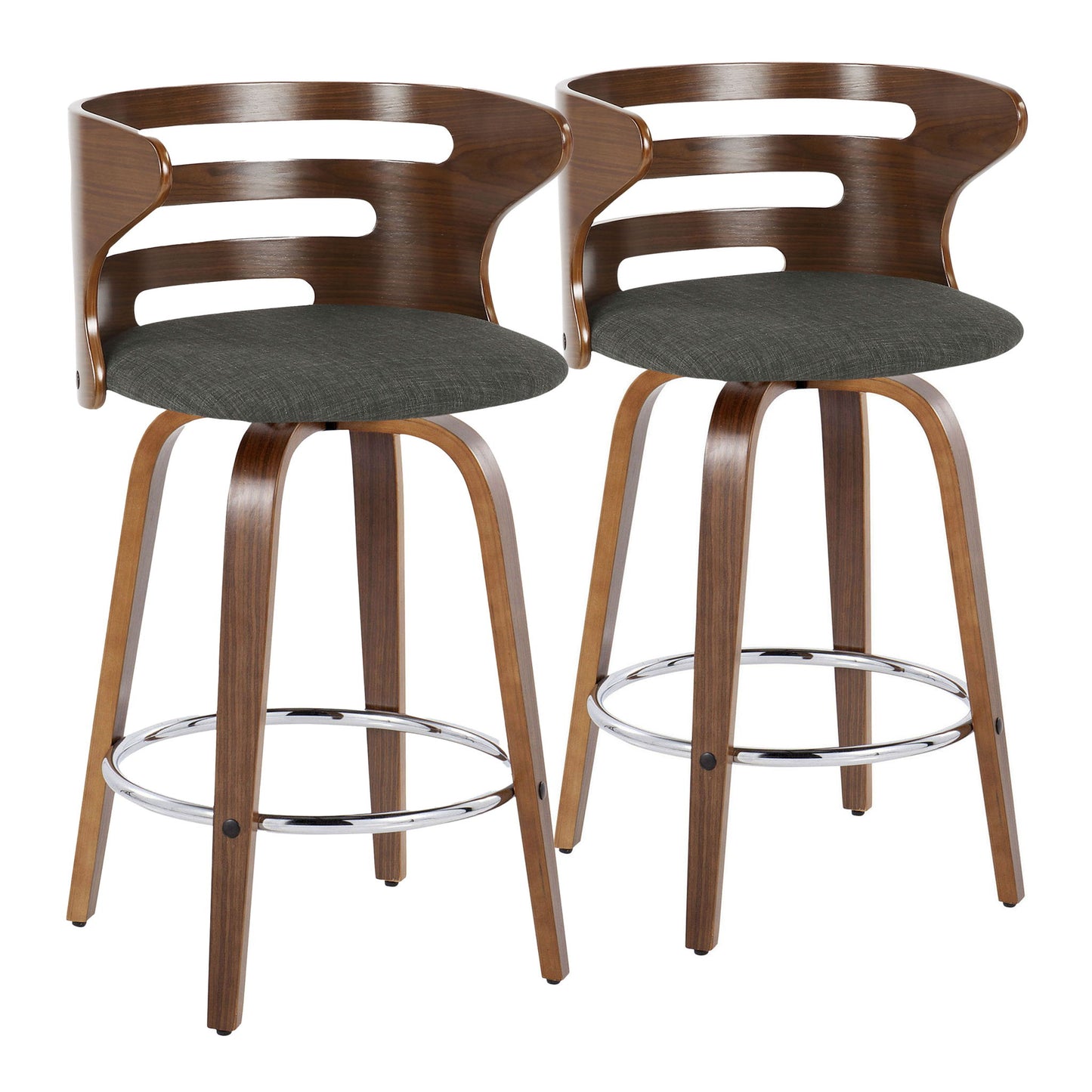 Cosini - Mid Century Modern Fixed Height Barstool With Swivel With Round Footrest (Set of 2) Lumi Source