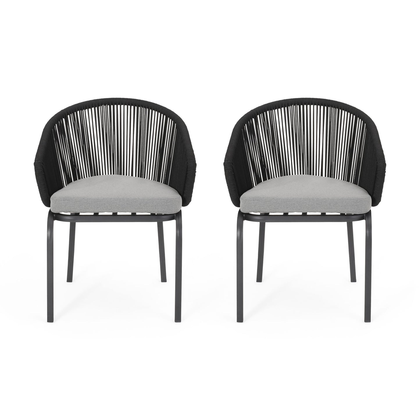 Outdoor Wicker Chair With Powder Coated Iron Legs Noble House