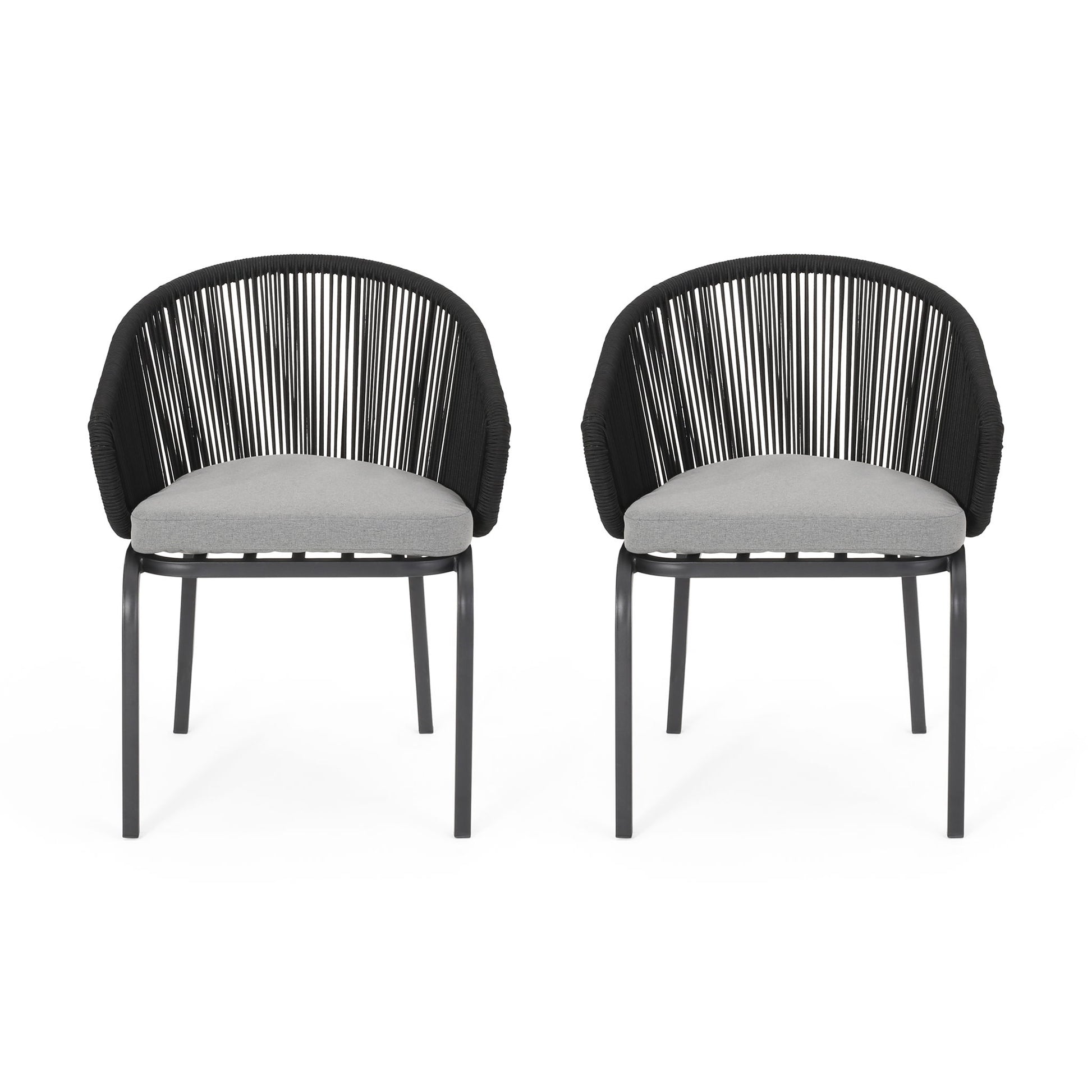 Outdoor Wicker Chair With Powder Coated Iron Legs Noble House