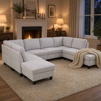 8 Piece Modular U - Shape Sectional Sofa Home Essentials